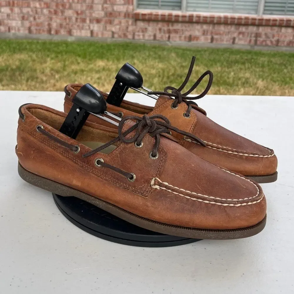 Men's G.H. Bass Hampton Core 2 2326-226 Leather Casual Boat Shoes Brown SZ 11M
